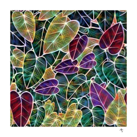 christmas lights, leaves, multicolored, endless pattern