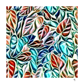 retro, leaves, multicolored, endless pattern,