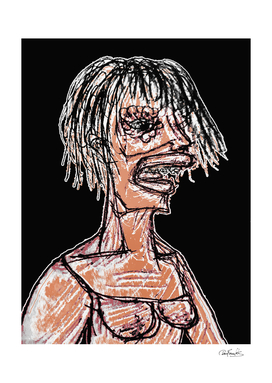 Sketchy Style Drawing Zombie Woman
