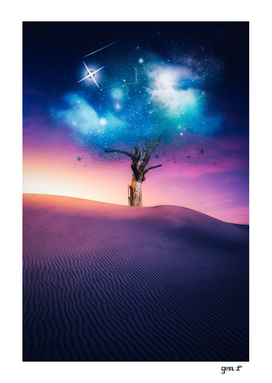 Space Cloud Tree in Desert