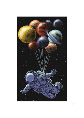 Flying Balloon Astronaut Galaxy