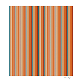 Retro Thin Stripes Orange Rust Blue