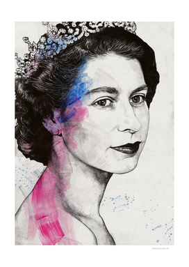Queen Elizabeth II street art portrait