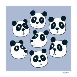 Particularly Pleasant Panda Bears on Blue