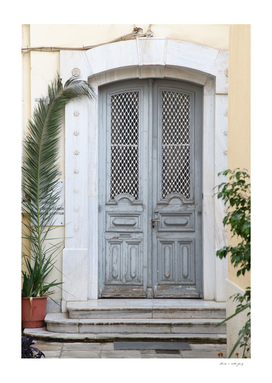 Gray Greek Door with Palm Leaf #1 #wall #art