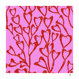 Valentine, love bond, coral hearts, pink background