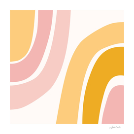 Abstract Shapes 37 in Mustard Yellow and Pale Pink