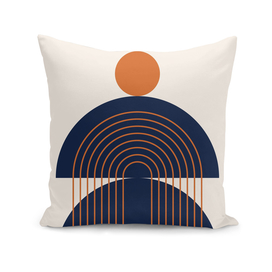 Geometric Lines in Navy Blue Orange 3 Rainbow Abstraction