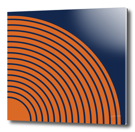 Abstract Geometric Lines 34 in Navy Blue Orange (Rainbow)