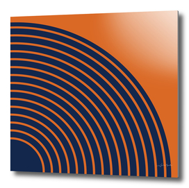 Abstract Geometric Lines 33 in Navy Blue Orange (Rainbow)