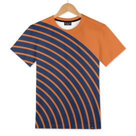 Abstract Geometric Lines 33 in Navy Blue Orange (Rainbow)