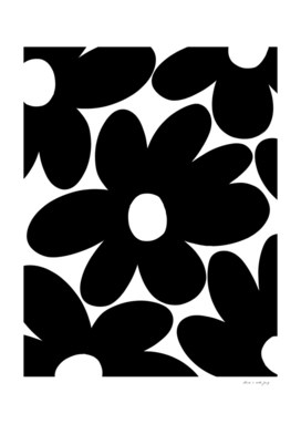Retro Daisy Flowers in Black & White #1 #floral #pattern