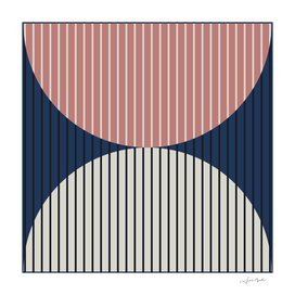 Abstraction Shapes 18 in Navy Blue Dusty Pink-Moon Phase