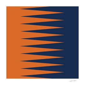 Abstraction Shapes 23 in Burnt Orange and Navy Blue