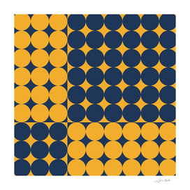 Abstraction Shapes 31 in Mustard Yellow and Navy Blue