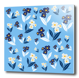 Blue and White Flowers on Sky Blue