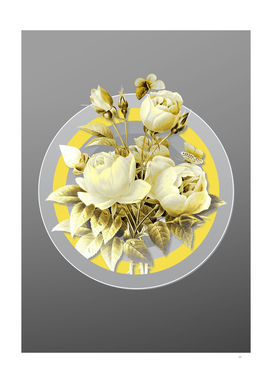 Botanical Illustration Variety of Roses in Gray and Yellow