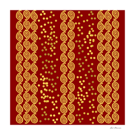 Gold Paisley on Dark Red