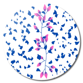 Pink and Blue Petals On White