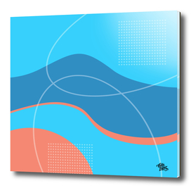 Shades of Blue With Salmon Abstract Graphic Art