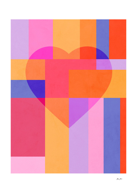 Colourful LOVE HEART block pattern