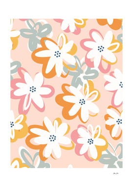 Happy Pop Floral Pattern - Peachy