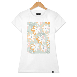 Happy Pop Floral Daisy Pattern - Muted blue