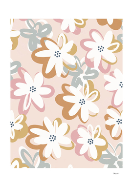 Happy Pop Floral Pattern - Muted Blush