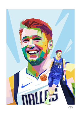Luca Doncic in WPAP Pop Art style