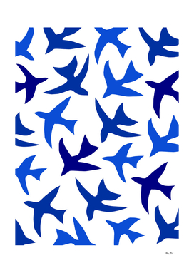 Matisse blue and white cut out birds Pattern