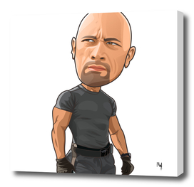 the rock (Dwayne Johnson) in caricature big head
