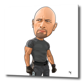 the rock (Dwayne Johnson) in caricature big head