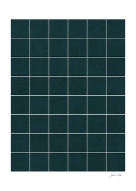 Large Grid Pattern - Green Tinted Navy Blue