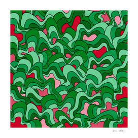 Abstract pattern - green, red, pink.