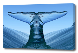 ice whale tail out of the waves water