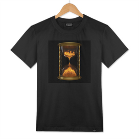 hourglass with fire instead of sand