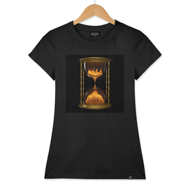 hourglass with fire instead of sand