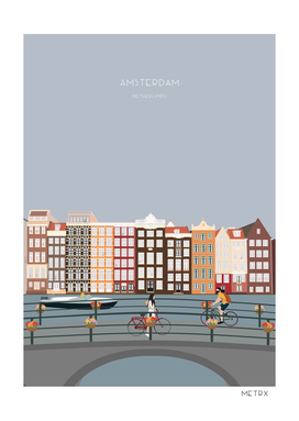 Amsterdam, Netherlands Travel Illustration