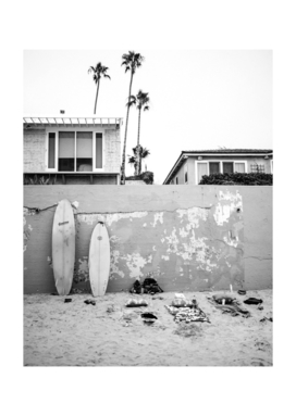 Surfboards summer beach black and white