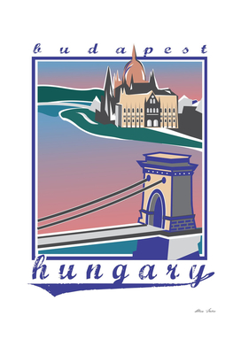Budapest vintage poster with Chain Bridge