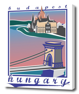 Budapest vintage poster with Chain Bridge