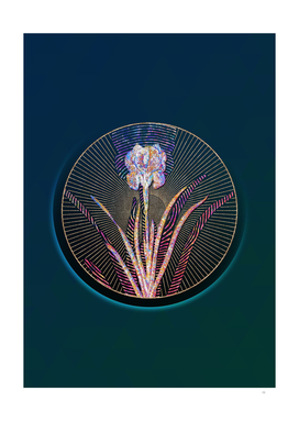 Abstract Mourning Iris Mosaic Botanical Illustration