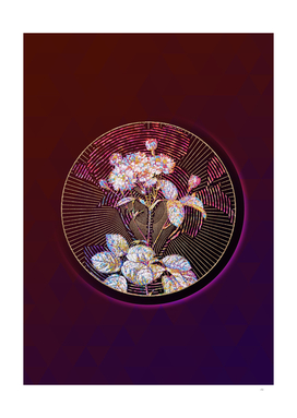 Abstract Pink Rosebush Mosaic Botanical Illustration