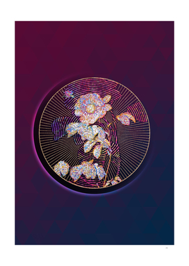 Gold Geometric Mosaic Rose Botanical Illustration