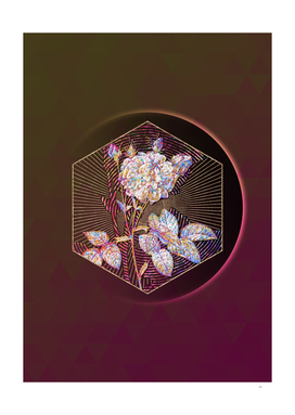 Pink Agatha Rose Mosaic Botanical Illustration