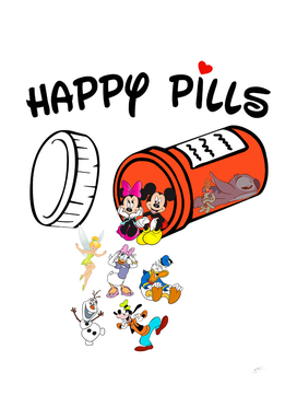 Happy Pills Disney Character Mickey Minnie Donald Pluto