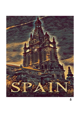 Dark theme church in Spain