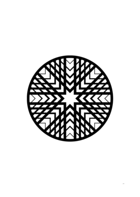 Minimalist Black Glyph on White Geometric Art 047