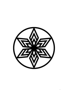 Minimalist Black Glyph on White Geometric Art 057
