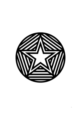 Minimalist Black Glyph on White Geometric Art 075